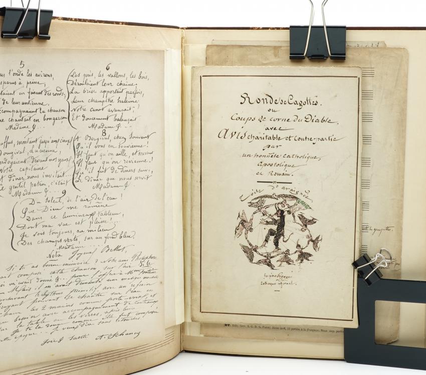 [Henri Murger] Manuscrits de romances et de chansons, partitions, lettres et dessins